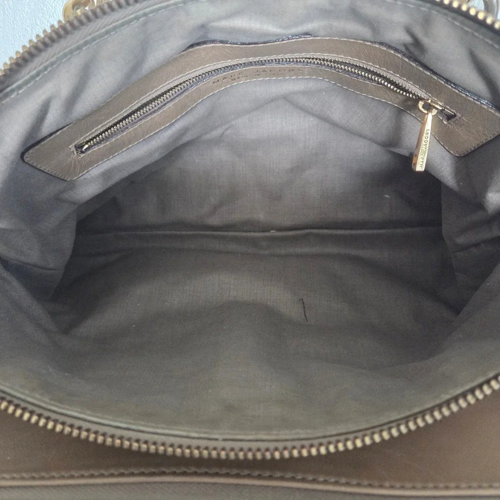 Marc Jacobs Quilted Leather Satchel Bag Tan‎ Beige Gold Chain Italian Designer